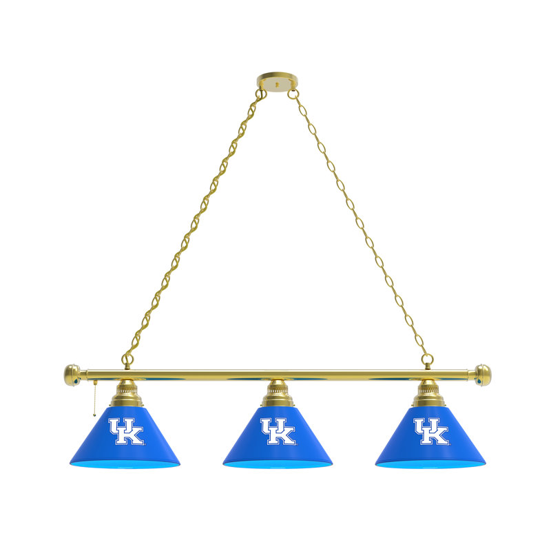 3 - Light Pool Table Lights Pendant, Brass, Kentucky Wildcats