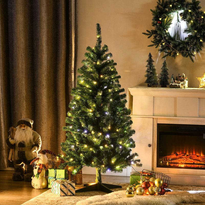 Arbre artificiel de 5 pi, 152 lumières, 365 branches, ouverture automatique, ignifuge, pelucheux, méthode de Noël à DEL, plastique