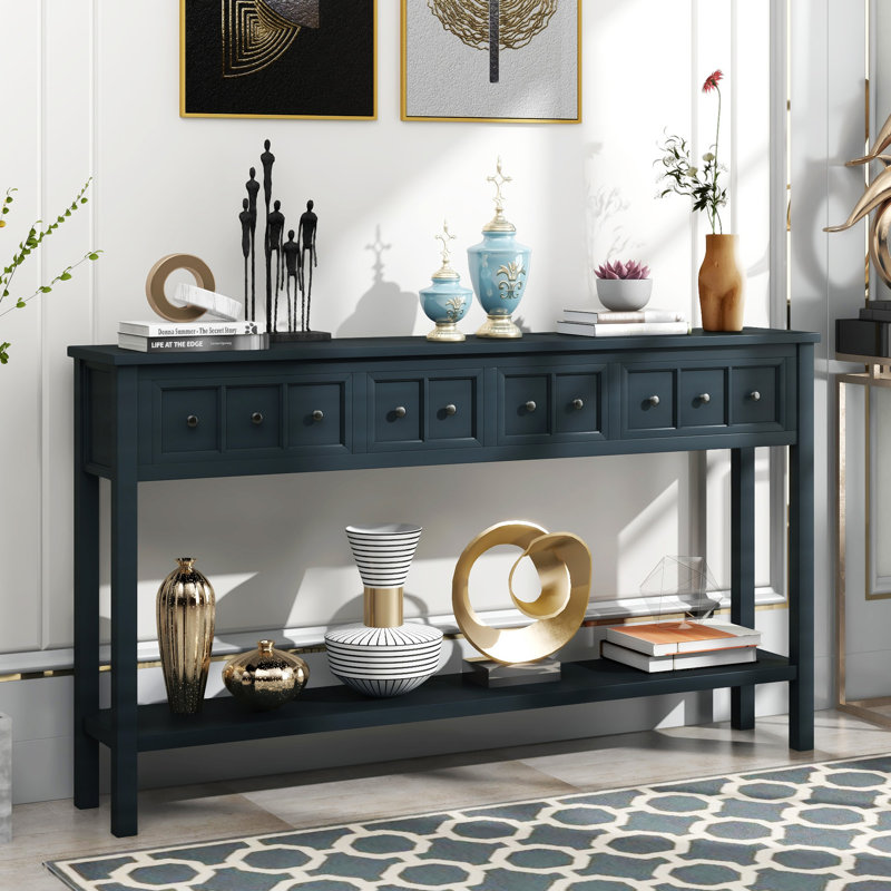 Rustic Entryway Console Table, Navy
