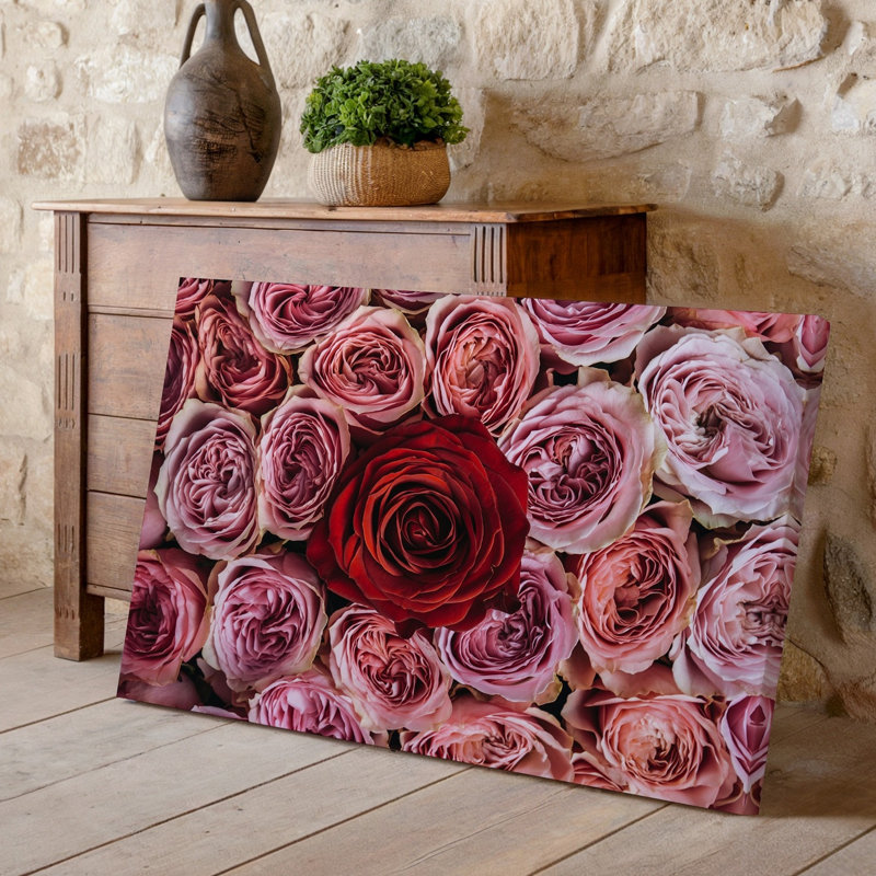 Toile, art mural avec composition de roses, H 20 po x l 30 po