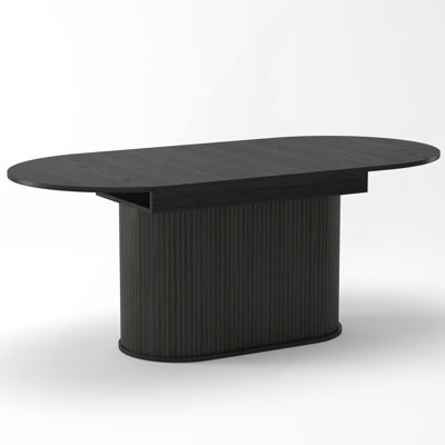 55.11"-70.86" Extendable Dining Table, With Striped Legs For Living Room & Kitchen