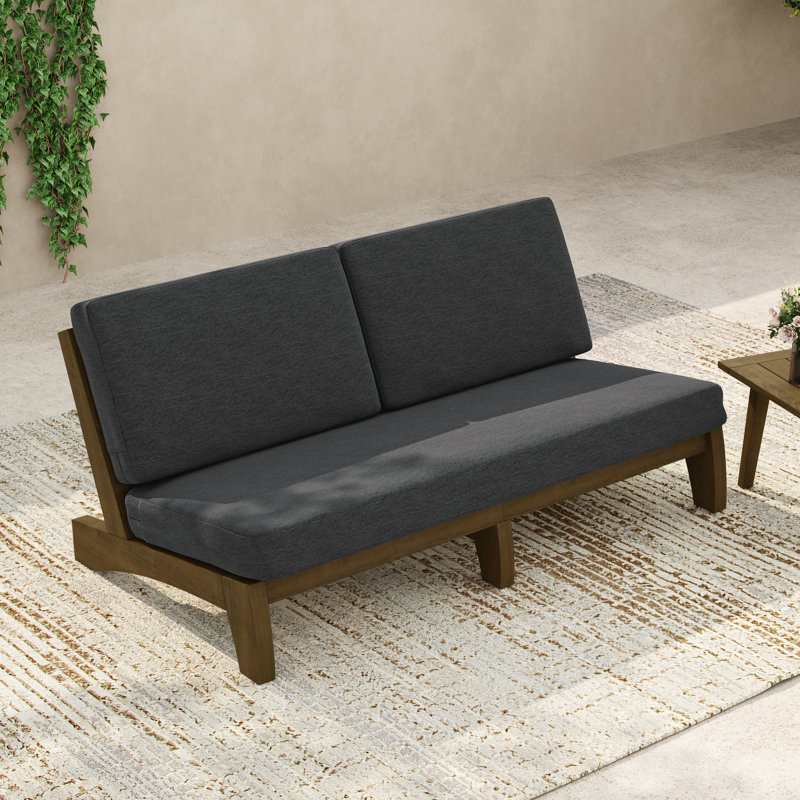 Patio Outdoor Sofa with Cushions, Dark Gray, Brown