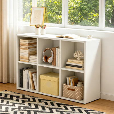 Book Shelf,Metal Bookcase,Display Shelf Storage Organizer,6-Cube Bookshelf,11.8"x 28" x 41",Easy Assembly,for Living Room,Bedroom,Home Office,White