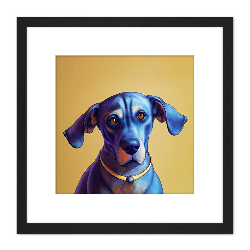 Blue Fox Hound Dog Portrait Painting 1 Piece Single Picture Frame Wall Art