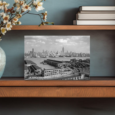 1930S Manhattan Nyc Skyline Rockefeller Center To 14Th Street And Ocean Liners View From Weehawken Nj Usa Classic Retro Vintage City Ocean Wall Art