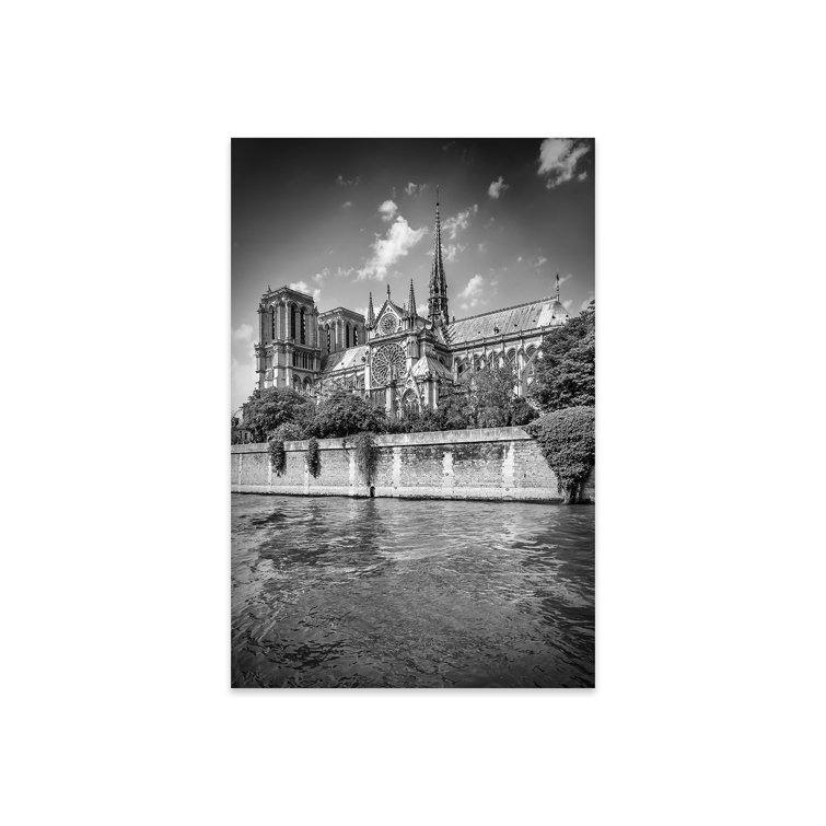 Ebern Designs Cathedral Notre Dame in Black and White by Melanie Viola ...