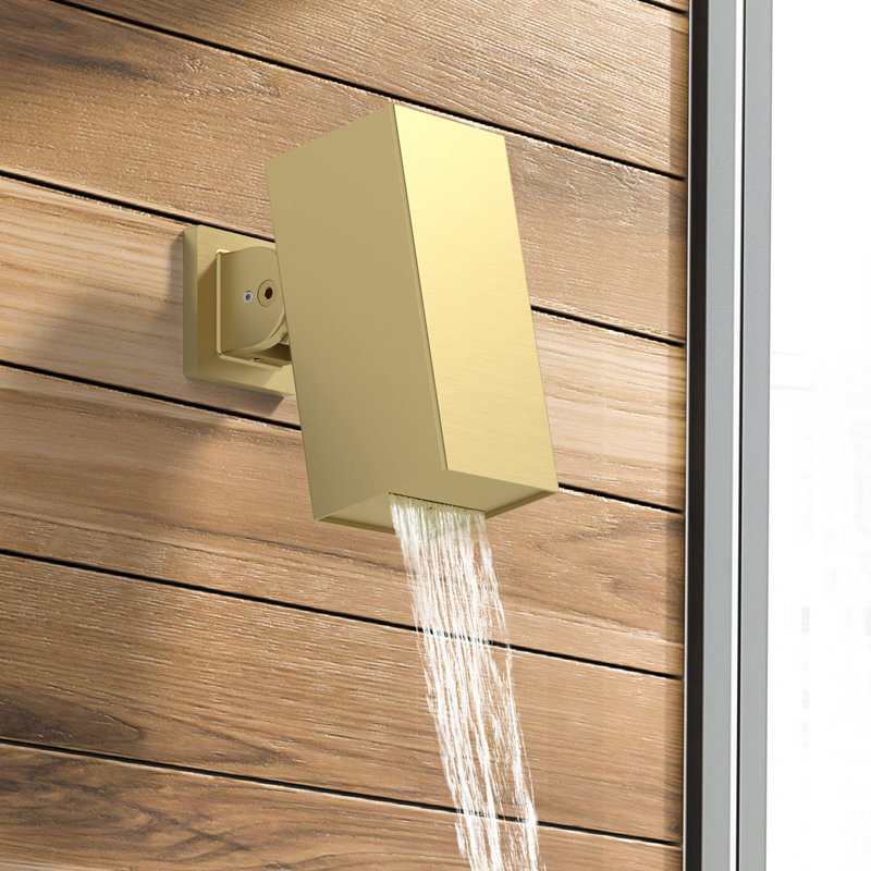 Pomme de douche à pluie réglable 1,8 GPM GPM avec autonettoyant, Or brossé, Inondation, Carré