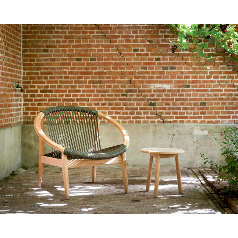 Frida Outdoor Lounge Chair, Green/Oak