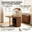 Space Saving Folding Dining Table, Walnut Solid Wood with Casters and Multi-Drawer Storage（Without Chairs）-1966440864