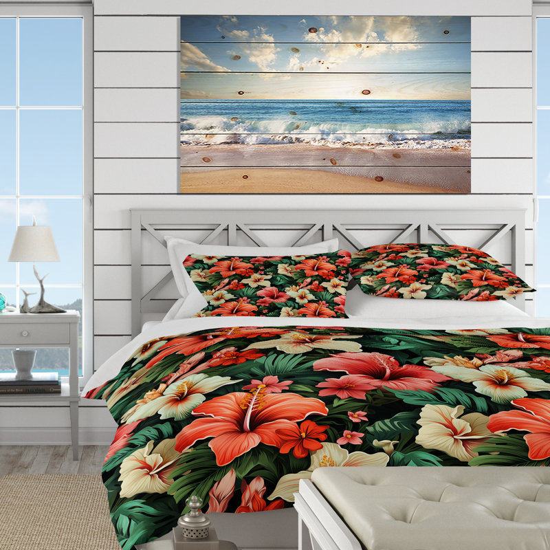 Literie Tropic Coral, Housse de couette simple + 1 taie décorative stan