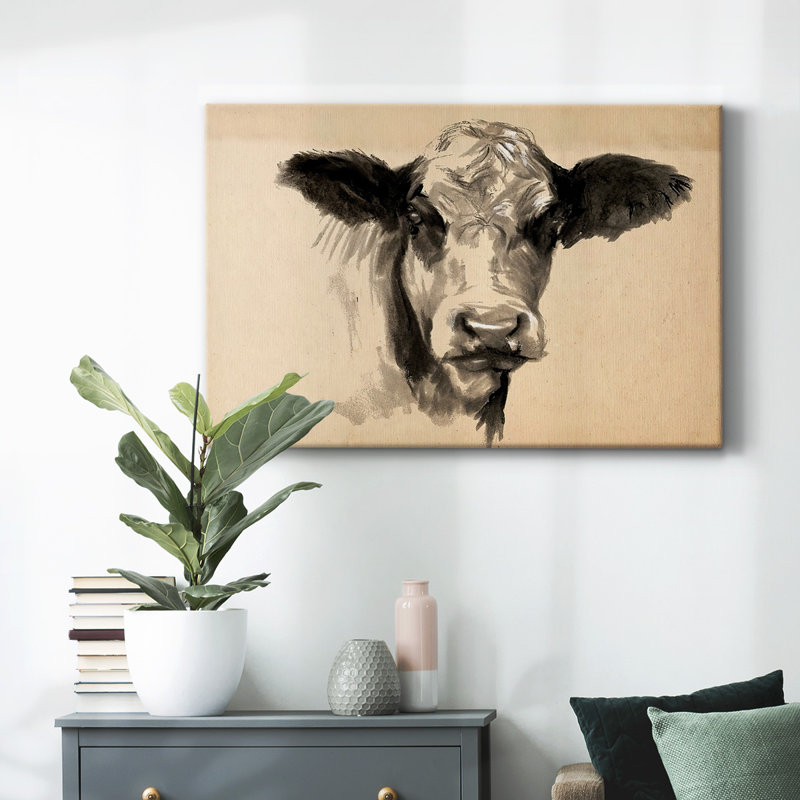 «Charcoal Cow II», toile tendue avec châssis, H 18 po x l 27 po