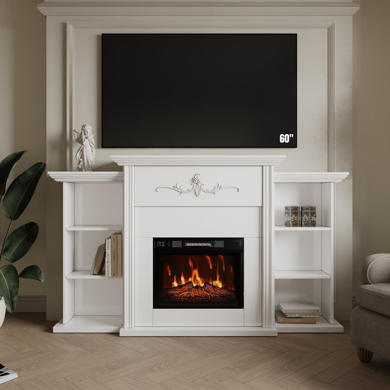 Foyer de meuble télé avec insert électrique 72,5 po Daquita