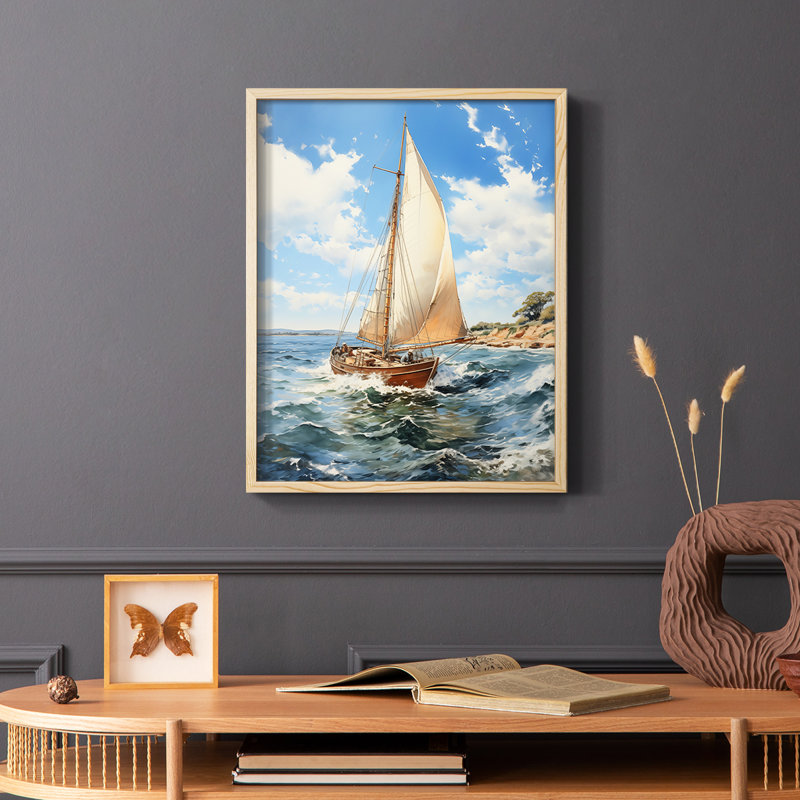 NAUTICAL Series CECXLV - Impression encadrée de qualité supérieure - Prêt à être accroché - Aucun clou requis, Naturel