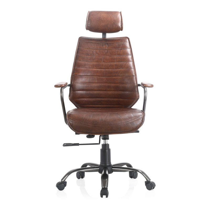 Genuine Leather Executive Chair, Brown Genuine Leather