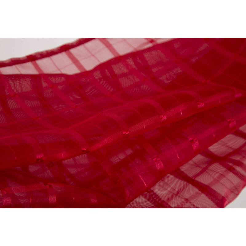 Panneau de rideau transparent à œillets avec motif écossais Jardine, Rouge
