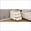 Table de chevet rembourrée beige à 3 tiroirs Plateau marbré