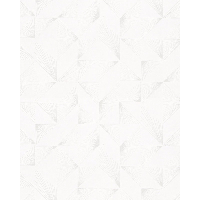 Kristyna Contemporary Fan Motif 10m x 53cm Wallpaper Roll, White 