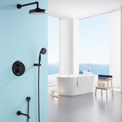 Système de douche mural avec bec de baignoire et boîte encastrée