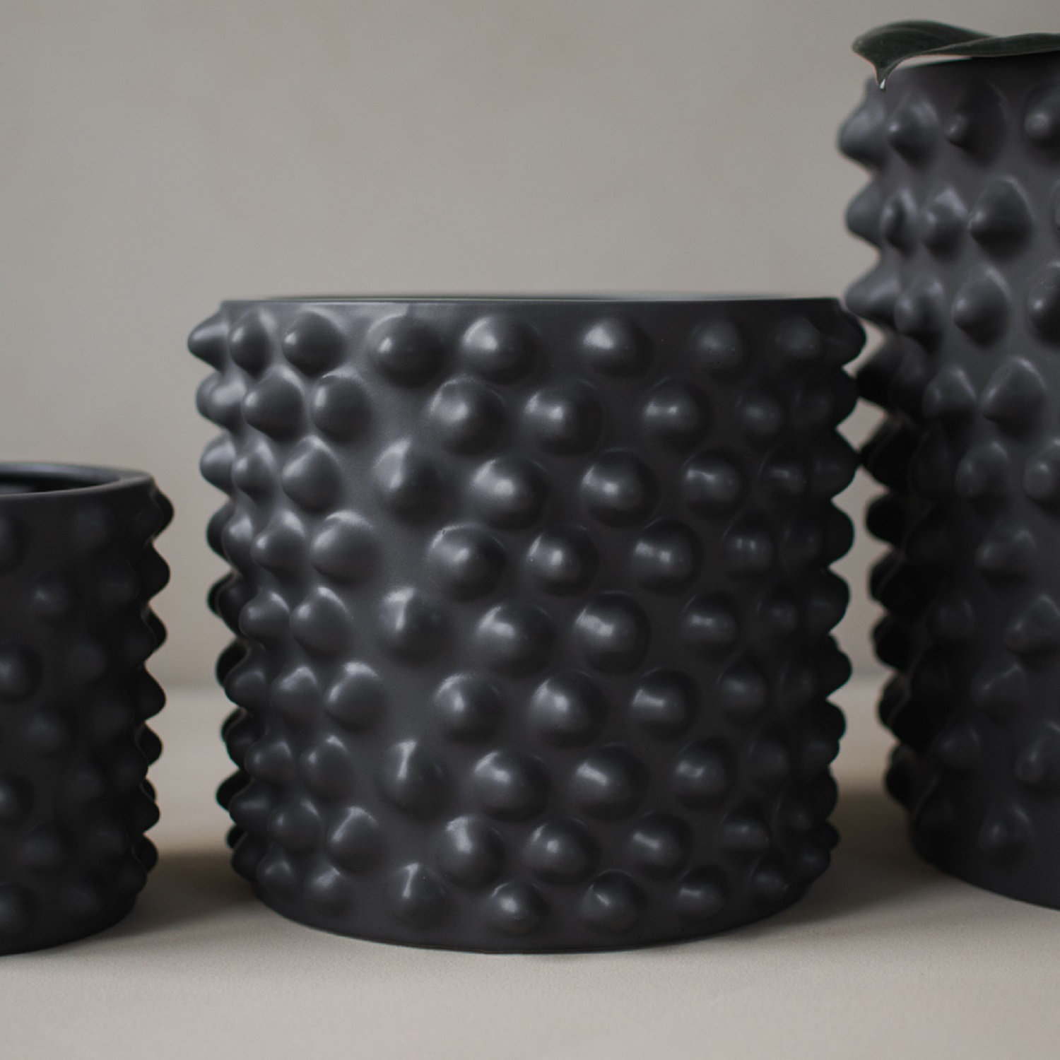 Ceramic Table Vase, Black, 7.09" H x 8.27" W x 8.27" D