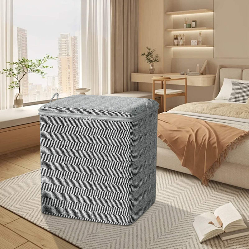  Bacs de rangement de grande capacité avec couvercles et poignées renforcées, organisateurs de placard pliables et rangement, paniers de rangement pour vêtements, chandail, édredon, literie