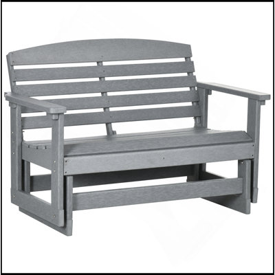 2-Person Outdoor Glider Bench Patio Double Swing Rocking Chair Loveseat w/ Slatted HDPE Frame for Backyard Garden Porch