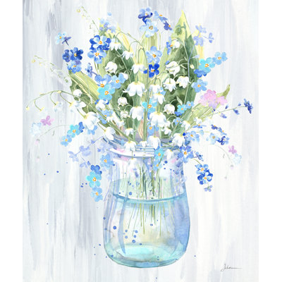 «Spring Bluebells and Lilies», reproduction d'art sur toile tendue