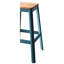 Tabouret de bar carré à finition sarcelle avec siège en pin massif naturel, pieds tubulaires en métal, largeur de produit de 18 po et profondeur de siège sans dossier de 13 po, hauteur de 30 po