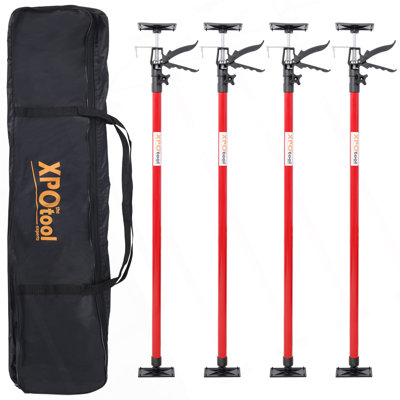 4 Pack Adjustable Support Pole,Steel 3Rd Hand Support System,Support Rod For Jacks Cargo Bars Drywalls,Cabinet Jacks For Installing Cabinets,Extends From 45 To 114 Inch ,With Carry Bag