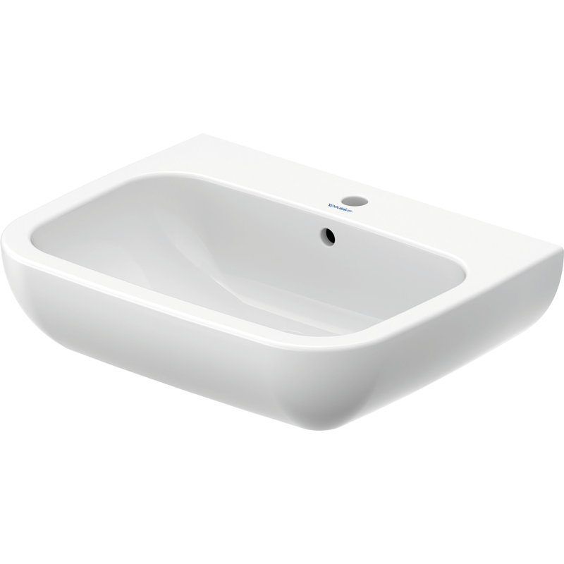 Duravit D-Code Ceramic 26" Wall Mount Bathroom Sink with Overflow, Single Hole