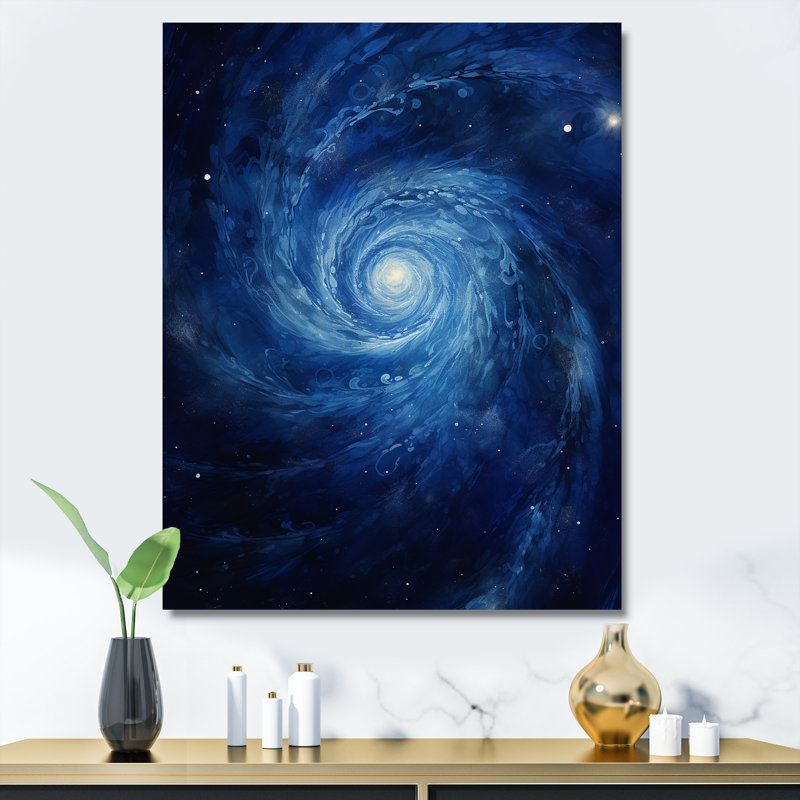 «Blue Swirl Wave Spiral IV - Abstract Spirals», art mural, salon_106186, H 32 po x l 24 po x P 1 po, Toile tendue
