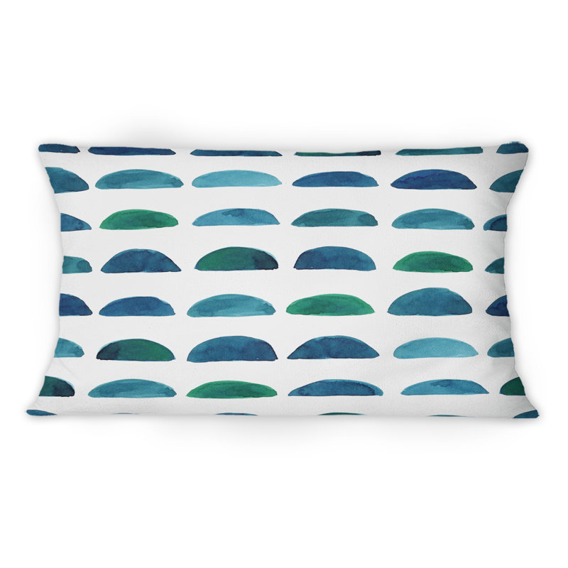 Demi Circles In Shades Of Blue - Coussin décoratif à motif 1
