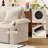 King Size Pull Out Sofa Bed With Storage, Convertible Sleeper Sofa Bed With Usb Ports Cup Holders, Chenille Upholstered Couch With Chaise Lounge For Living Room, Guest Room, Beige-1119800141