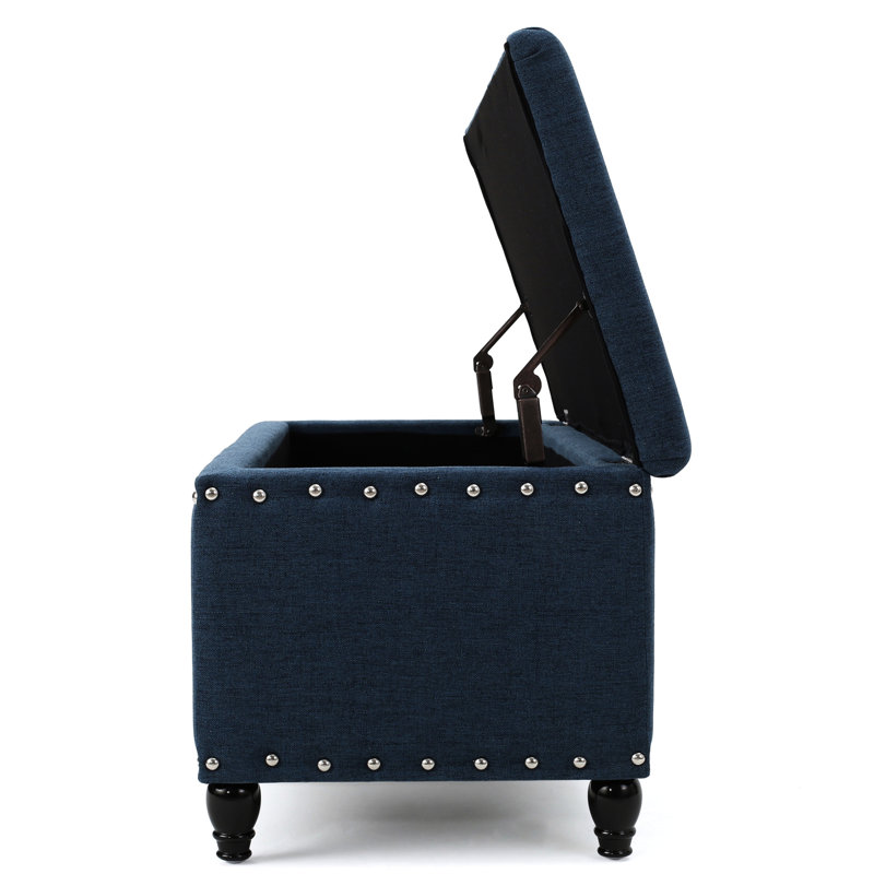 Rangement bleu marine avec pieds en bouleau brun foncé pour espace détente spa, l 17,96 po x l 42,64 po, Navy Blue