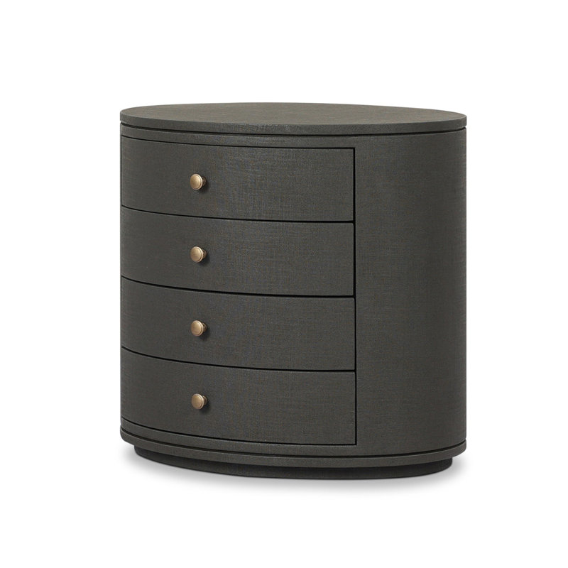 Amelia 4 - Drawer Nightstand, Dark Green Lacquered Linen