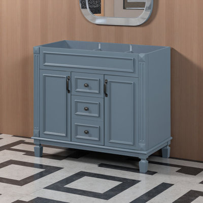 Meuble-lavabo 36 po sans lavabo supérieur, armoire seulement, armoire de rangement moderne avec 2 portes à fermeture douce et 2 tiroirs