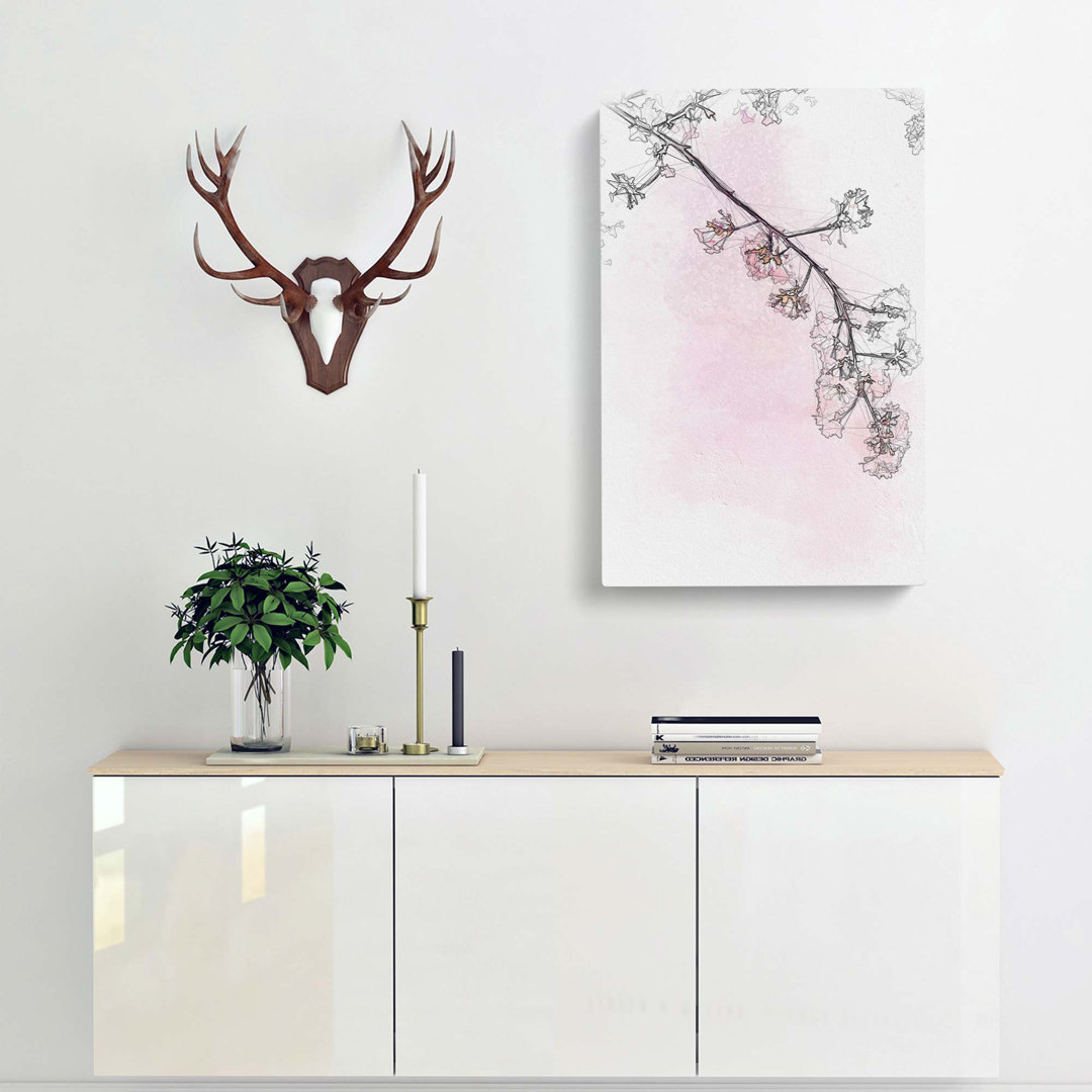 Pink Blossom Cherry Tree In Abstract - Wrapped Canvas