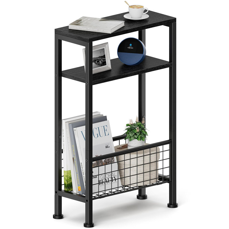 40cm W Metal Bedside Table, Black