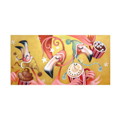 «Holiday Flamants 2 sur toile» par Margaret King
