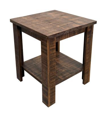 ALL ROUGH SAWN SQUARE END TABLE, 24" H x 17" W x 17" D