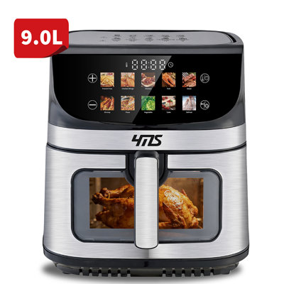 Yms 9.5qt Air Fryer With Smart Touch Screen, Color Icons & Viewable Window, 10 Preset Recipes & Manual Adjustments, Dishwasher-safe Basket, Family & Party Size, Multifunctional Toaster Oven