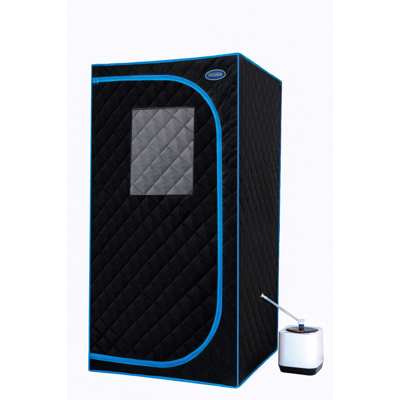 Portable Black Steam Tent - Full Size For Home Spa Use. With Generator, Remote, Foldable Chair. Hassle- Installation, Speedy Heating. & Ul Verified. Superior Insulation, Waterproof Cloth. 360 Sprays.