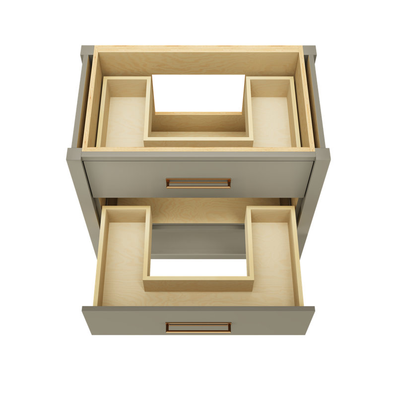 Kiawah Two-Drawer Single Bath Vanity, French Olive, Satin Gold, 36"