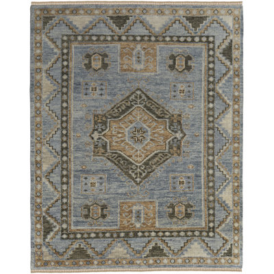 Naqqash Fillmore Traditional Medallion, Blue/Green, 2'-6" X 8' Runner
