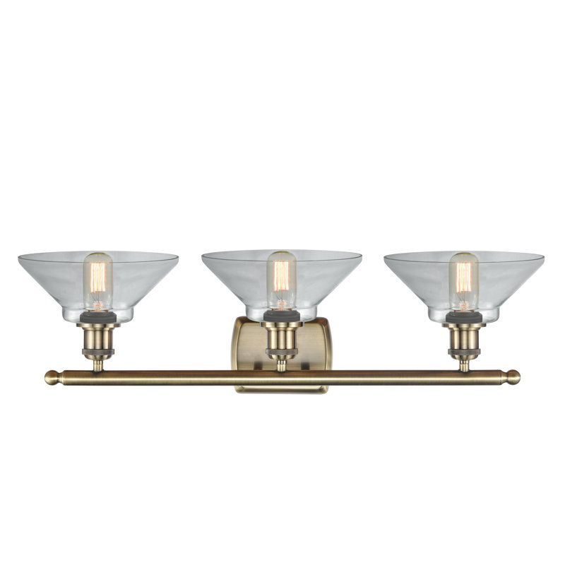 Éclairage pour salle de bain 3 lumières à intensité variable Newton St Loe, Transparent, Ampoule DEL 6 watts Vinage