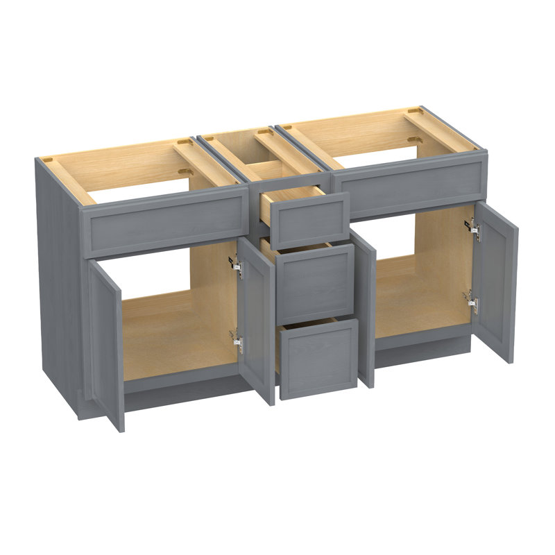 Base de meuble-lavabo double 60 po seulement, Argent