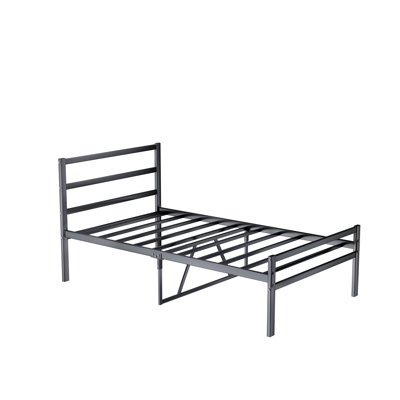 Metal Platform Twin Bed Frame With Headboard, Sturdy Steel Slats Support, No Box Spring Needed, Non-slip And Noise-free, Easy Assembly, Black