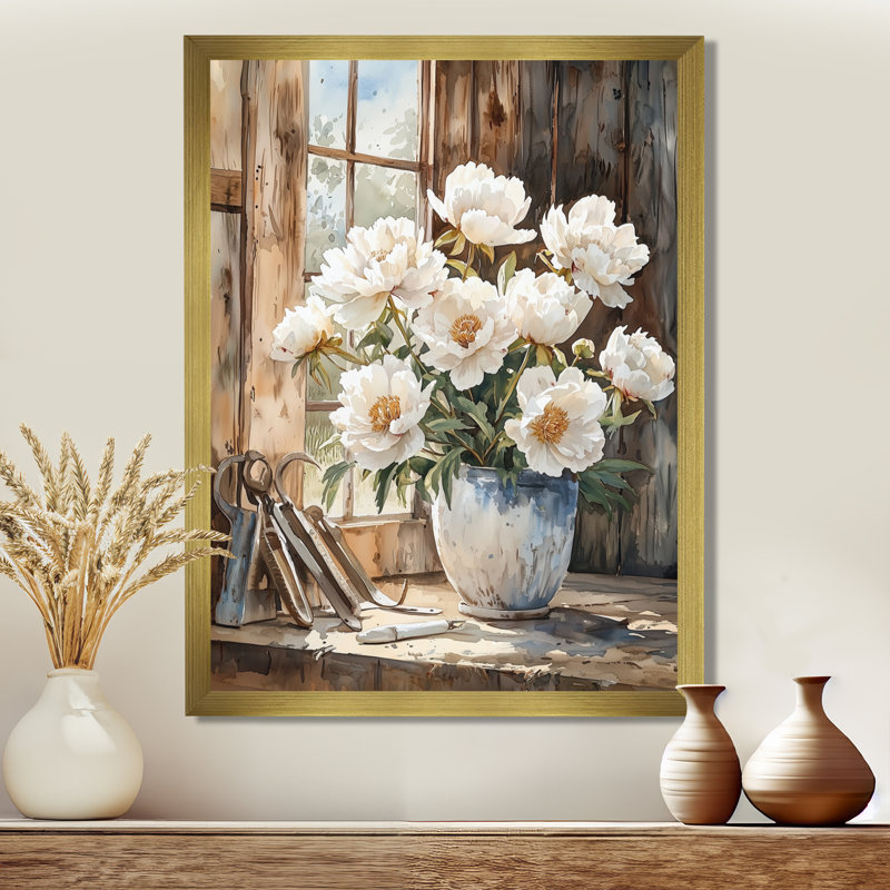 Hofmeister - impressions sur toile florales, H 20 po x l 12 po, Reproduction encadrée d'une seule photo, Doré