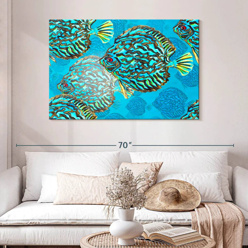 Poisson discus turquoise, H 32 po x l 48 po