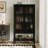 62'' H X 35 '' W Bookcase With Patterned Glass Doors And Open Shelve-2035642169