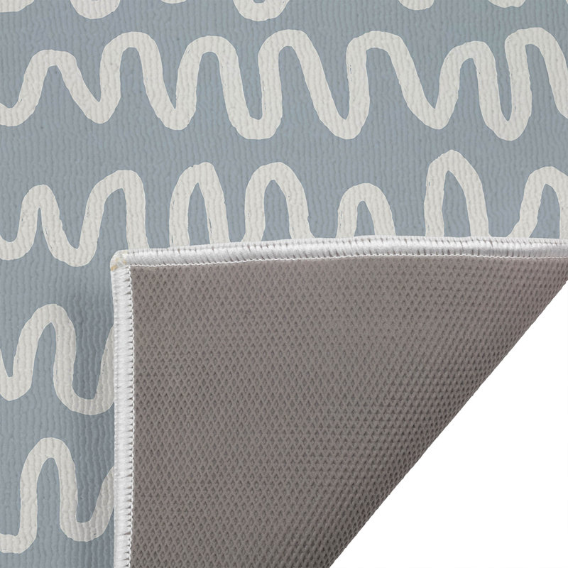 Wiggle Stripe Outdoor Doormat, 17" W x 24" L, Slate Blue/Blue